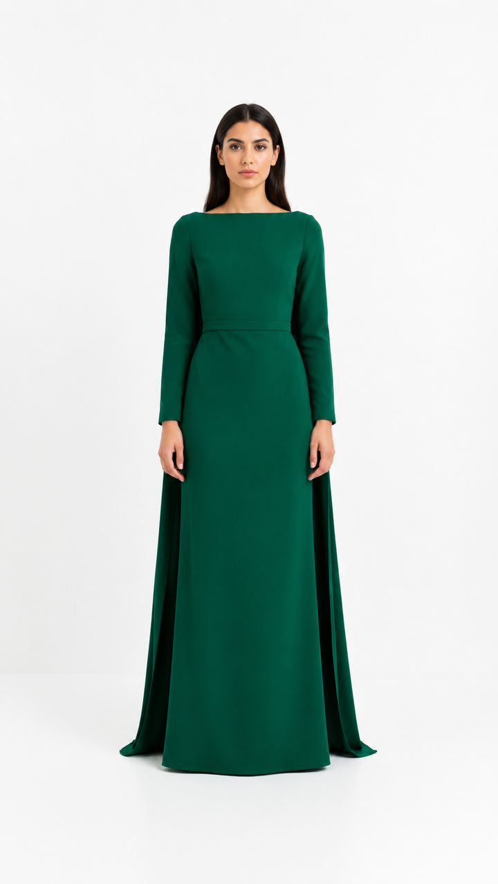 Emerald Green Long Sleeve Evening Dress – VERDÉLIA