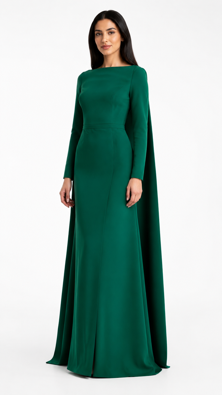 Emerald Green Long Sleeve Evening Dress – VERDÉLIA