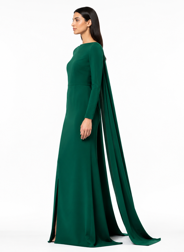 Emerald Green Long Sleeve Evening Dress – VERDÉLIA