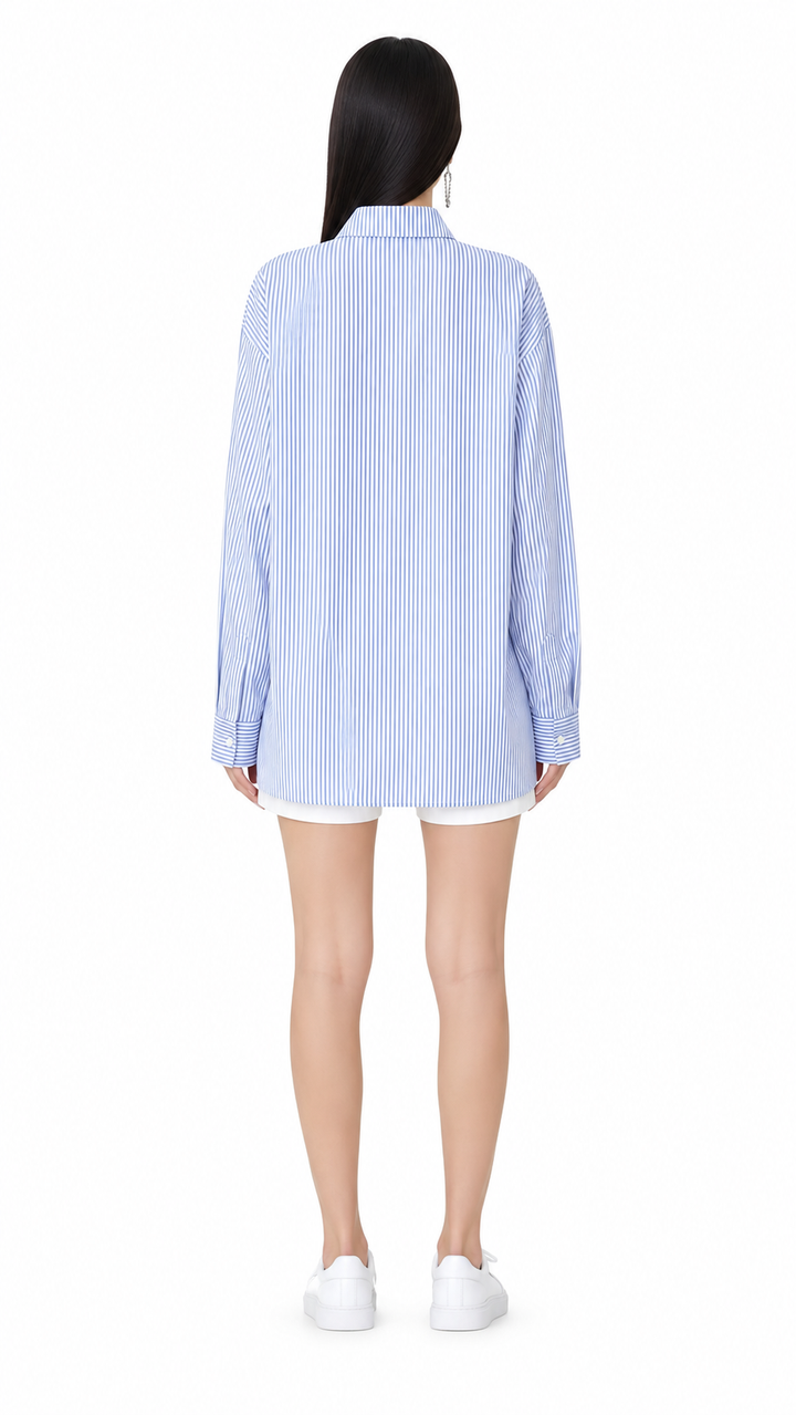 Blue Pinstripe Bow Detail Blouse – LUCIANA