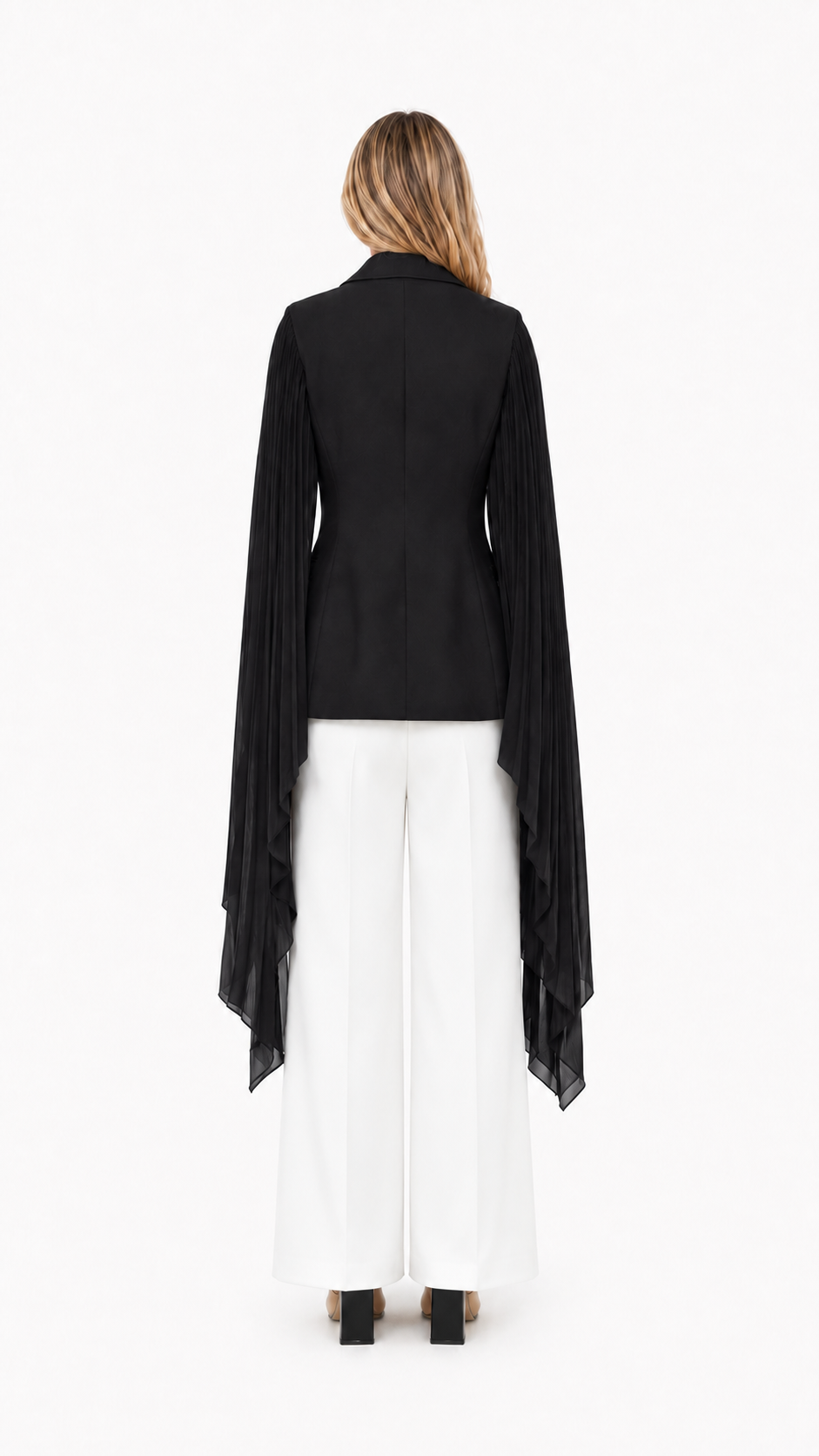 Black Chiffon Cape Sleeve Blazer – VELORA