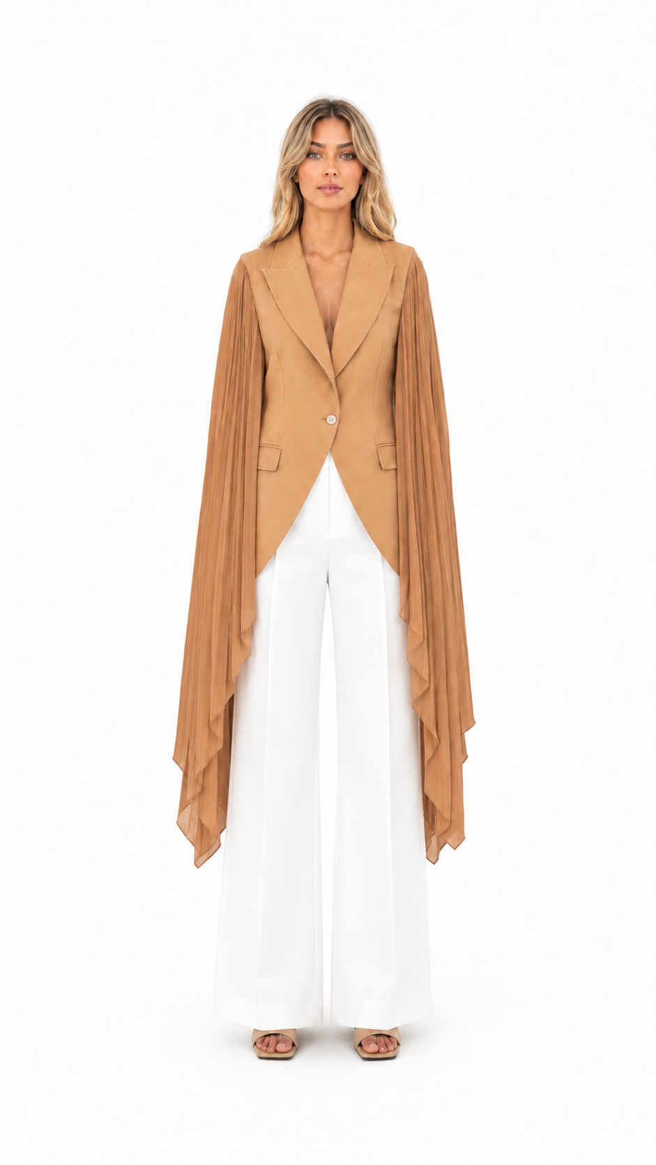 Black Chiffon Cape Sleeve Blazer – VELORA