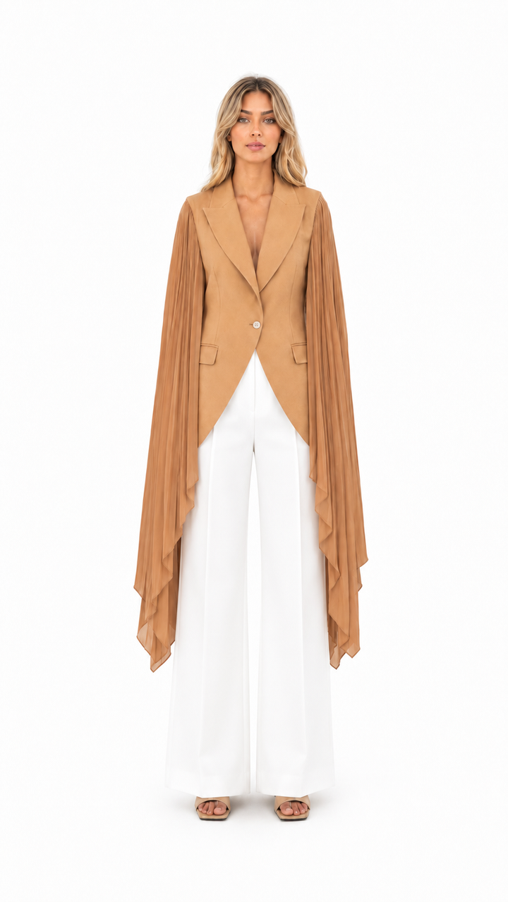 Black Chiffon Cape Sleeve Blazer – VELORA