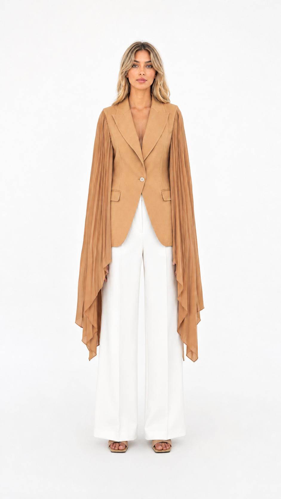 Black Chiffon Cape Sleeve Blazer – VELORA