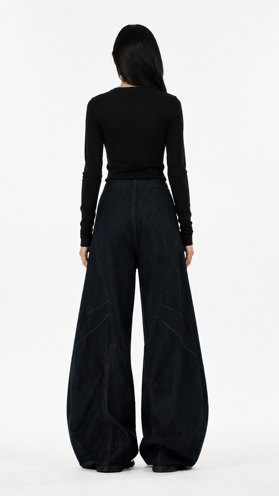 Black Washed Button Detail Wide-Leg Jeans – ZORVEN