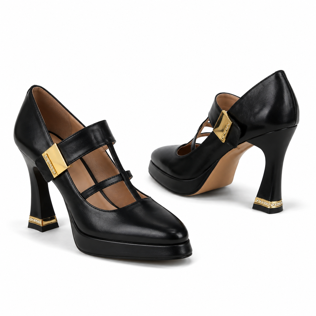 Black Double Strap Platform Heels – MAVÉRA