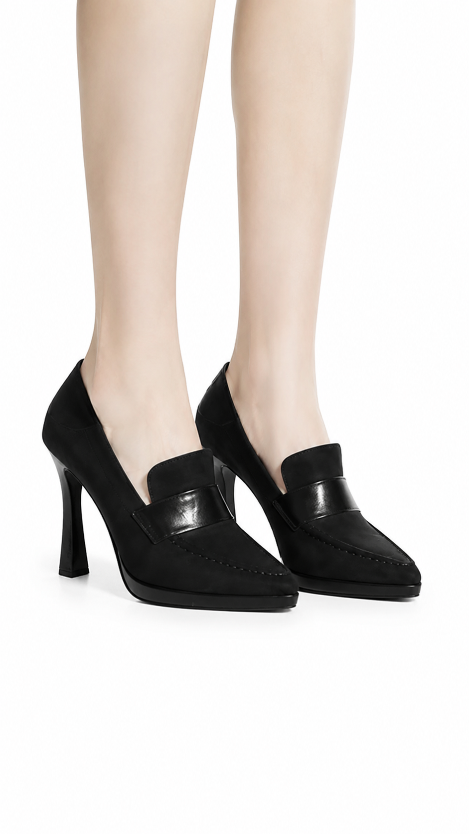 Black Pointed Toe Loafer Heels – SORENZA