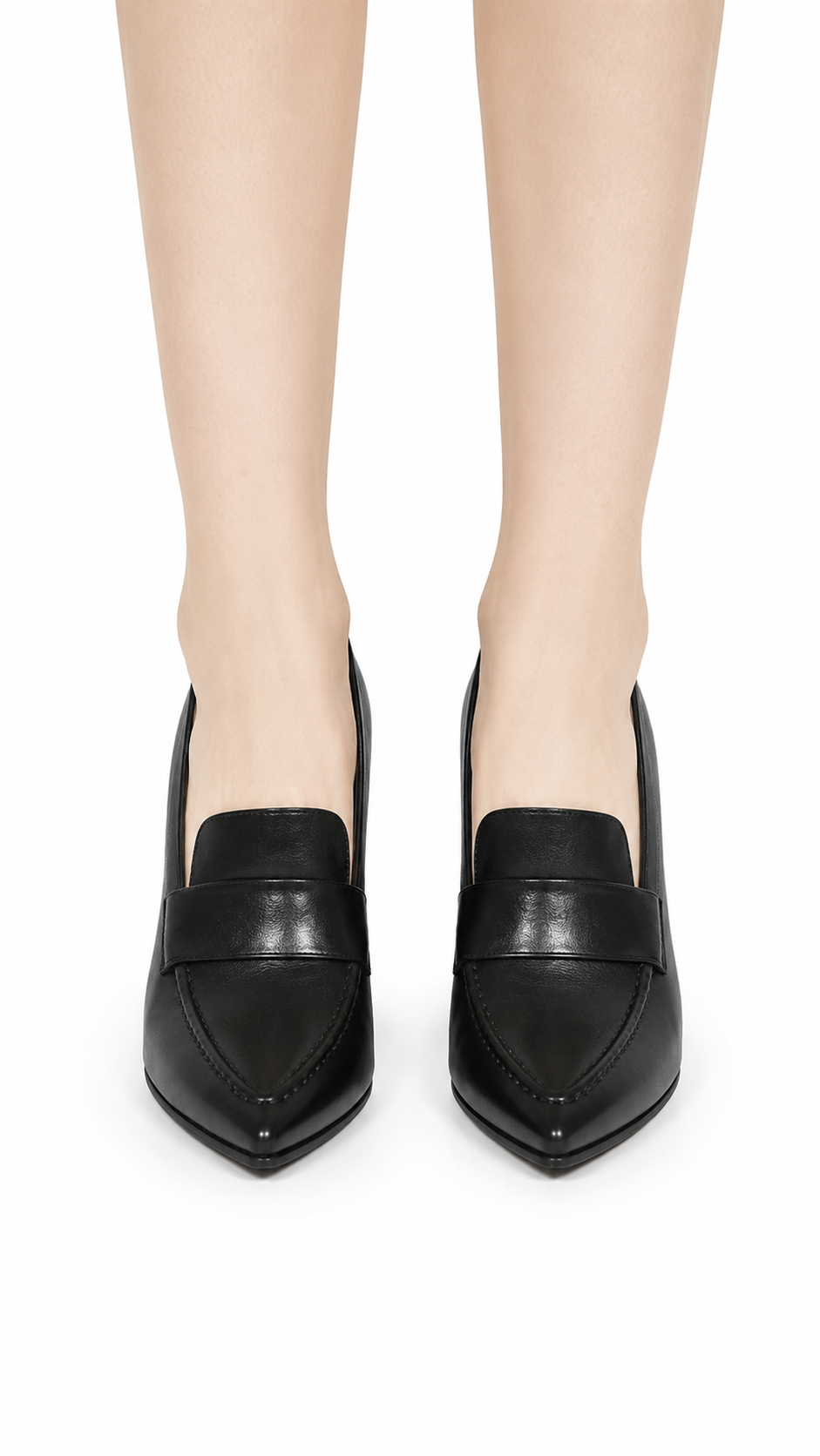 Black Pointed Toe Loafer Heels – SORENZA