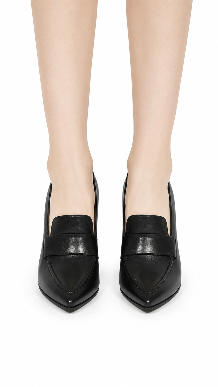 Black Pointed Toe Loafer Heels – SORENZA