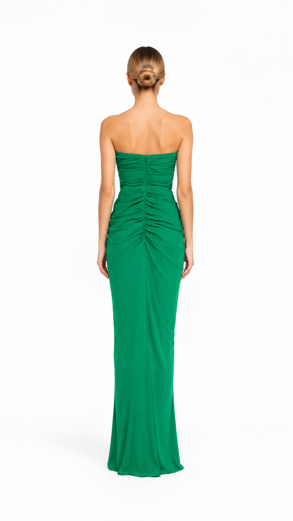 Emerald Green Ruffle Draped Evening Dress – EMERISSA