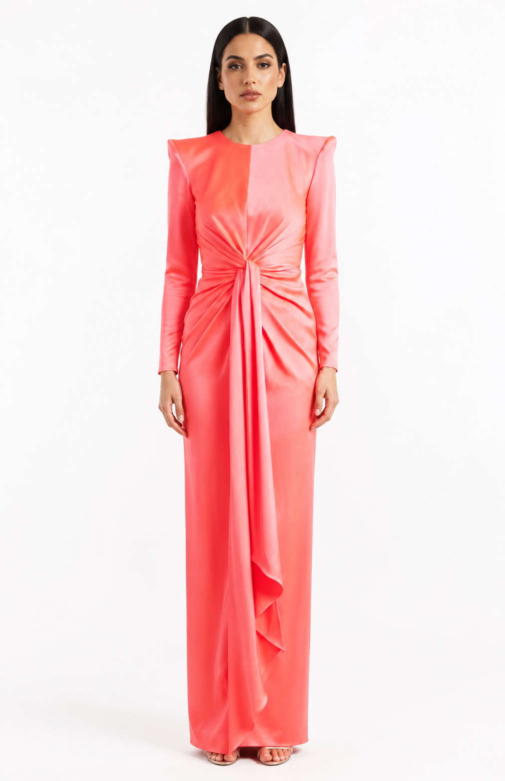 Coral Draped Knot Evening Dress – CORÉVIA
