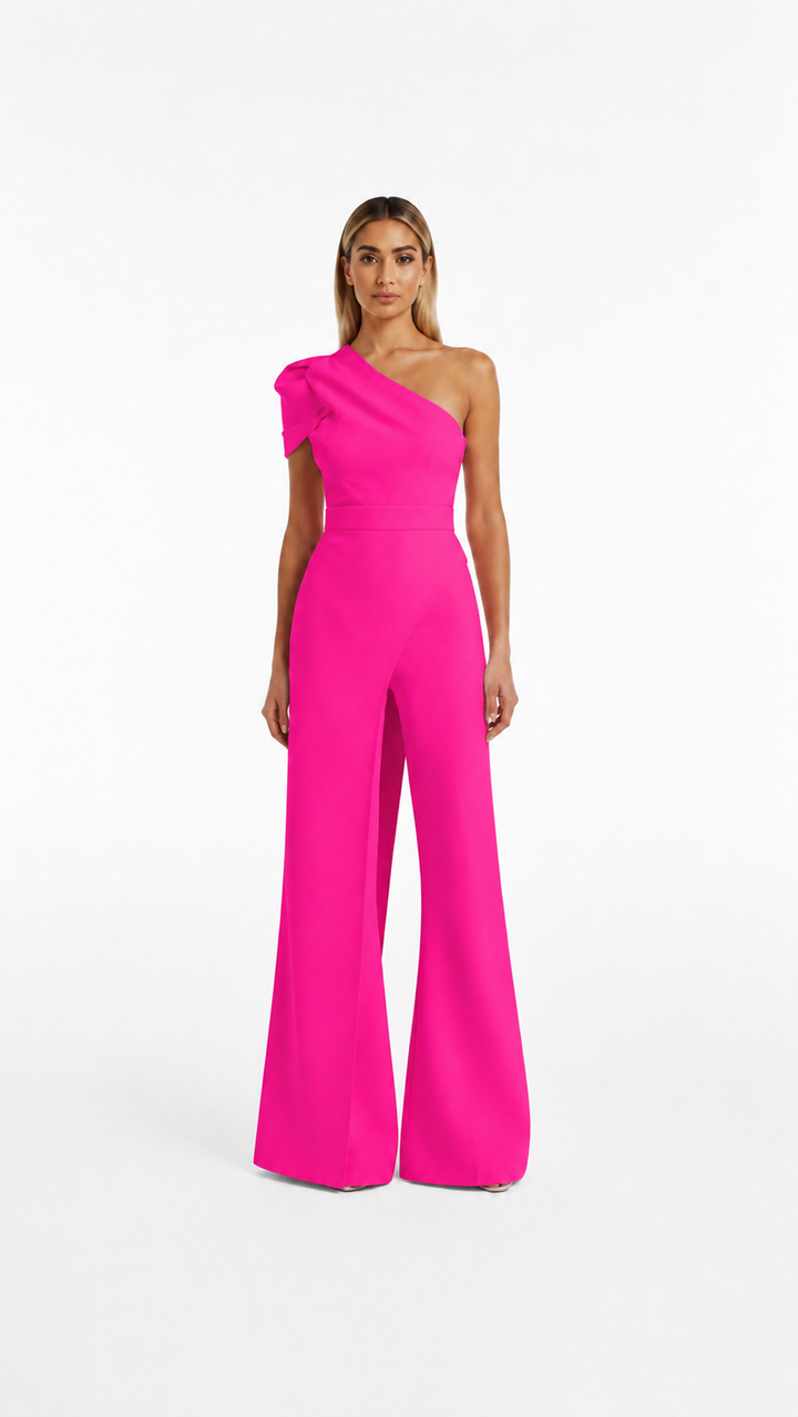 Ivory One-Shoulder Wide-Leg Jumpsuit – ELVORA