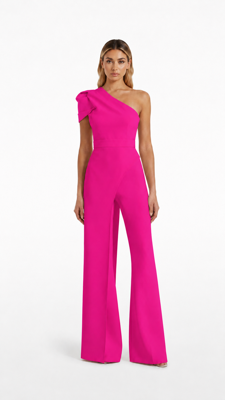 Ivory One-Shoulder Wide-Leg Jumpsuit – ELVORA
