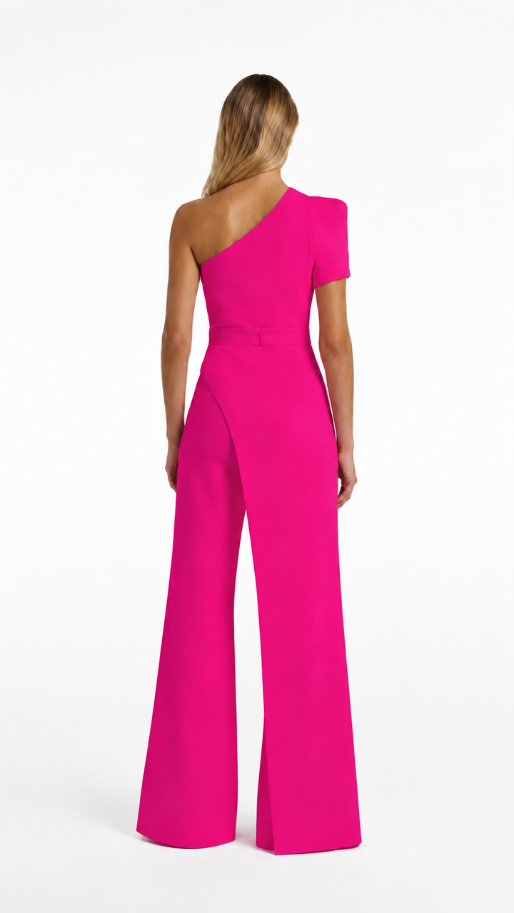 Ivory One-Shoulder Wide-Leg Jumpsuit – ELVORA