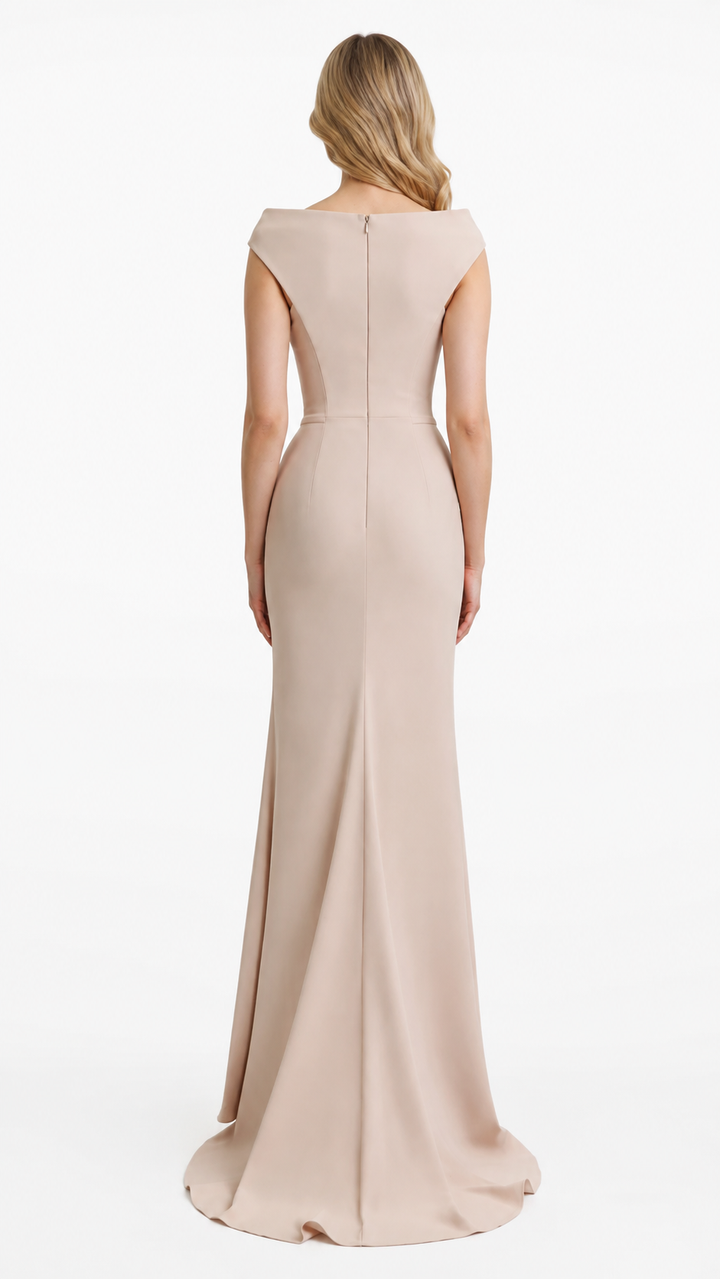 Champagne Crystal Embellished Evening Dress – LORÉVIA