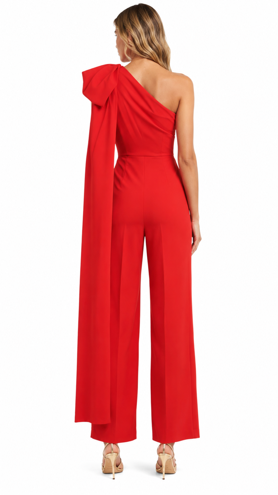 Red One-Shoulder Bow Detail Jumpsuit – RÉVANIA