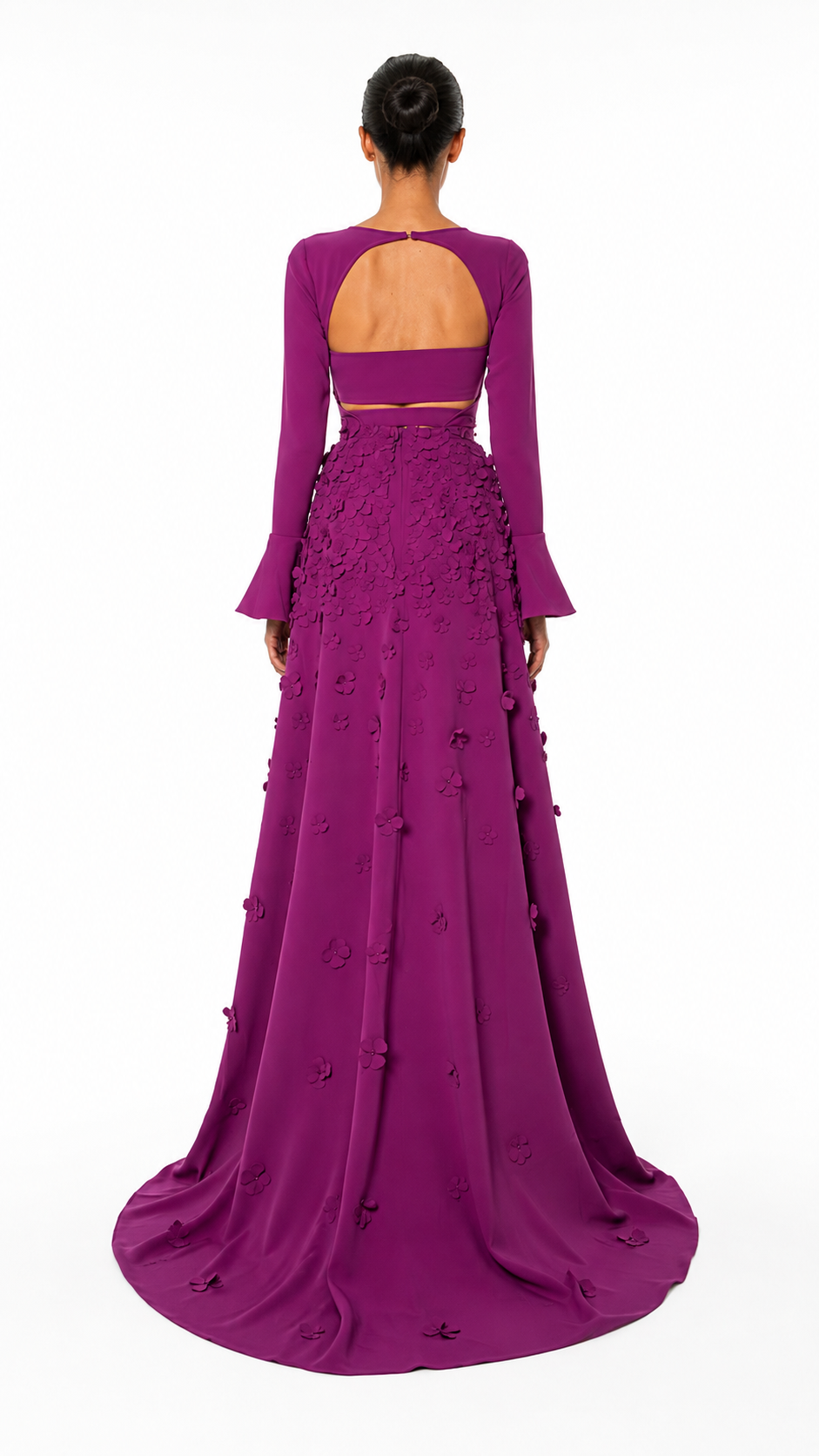 Magenta Flared Sleeve Evening Gown – VIONA