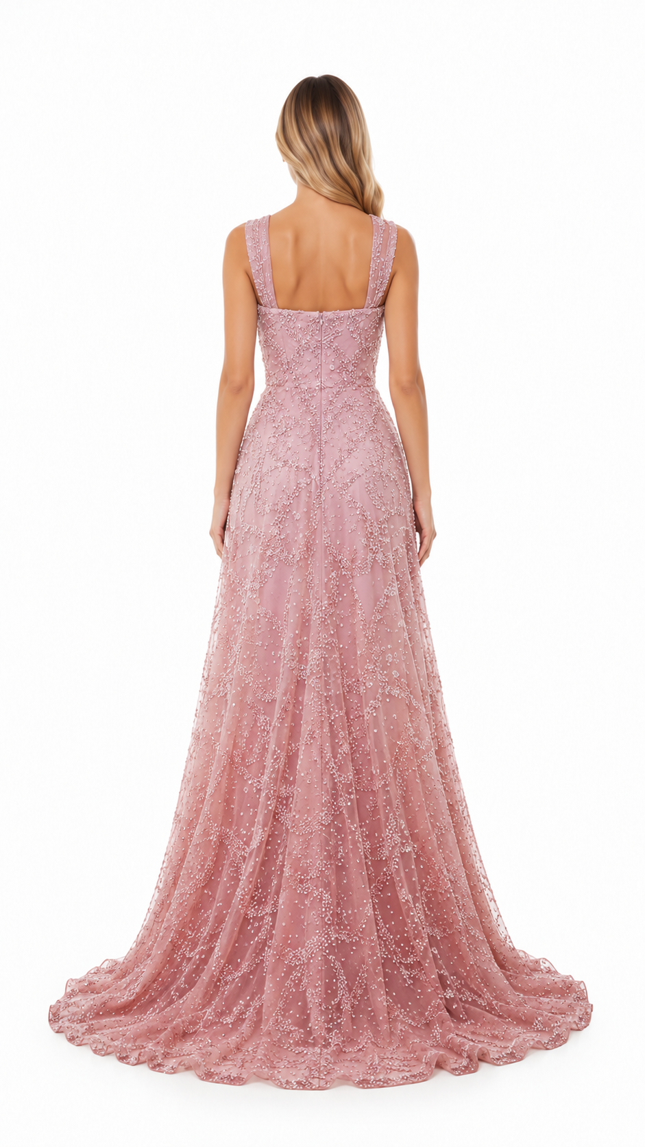 Blush Pink Sequin Halter Evening Gown – LOREVIA