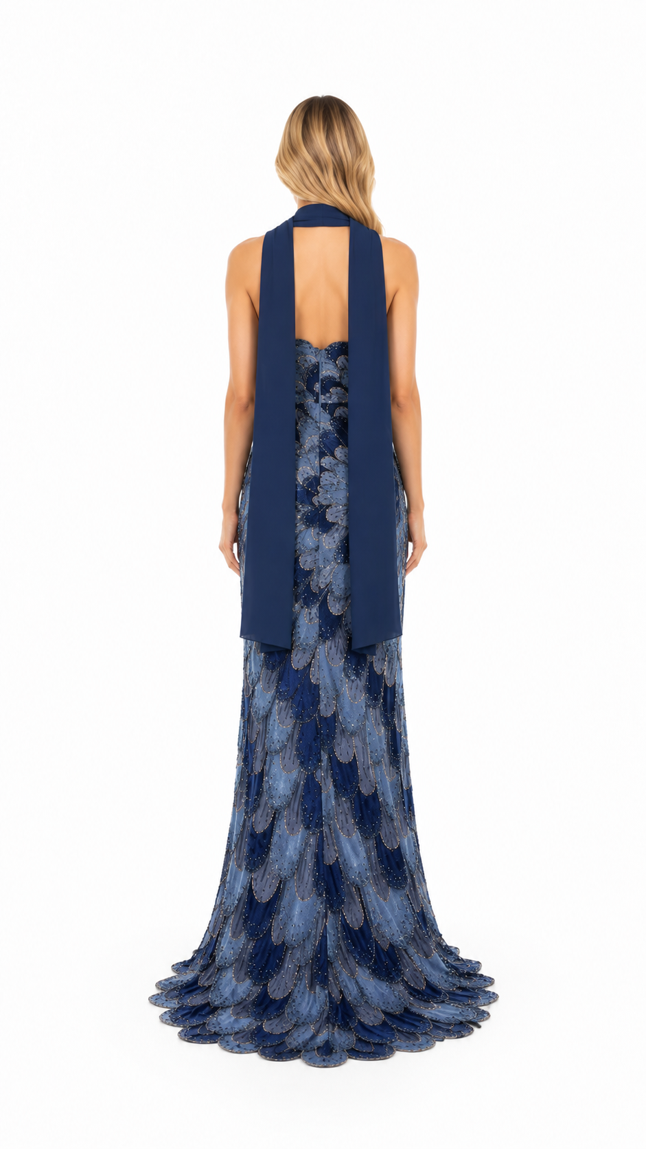 Blush Pink Sequin Feather Pattern Evening Gown – ZARELLE