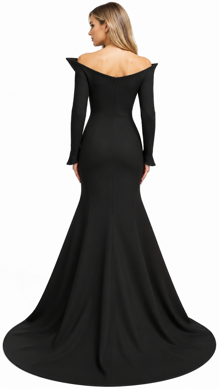 Royal Purple Sculpted Off-Shoulder Evening Gown – VELISSA