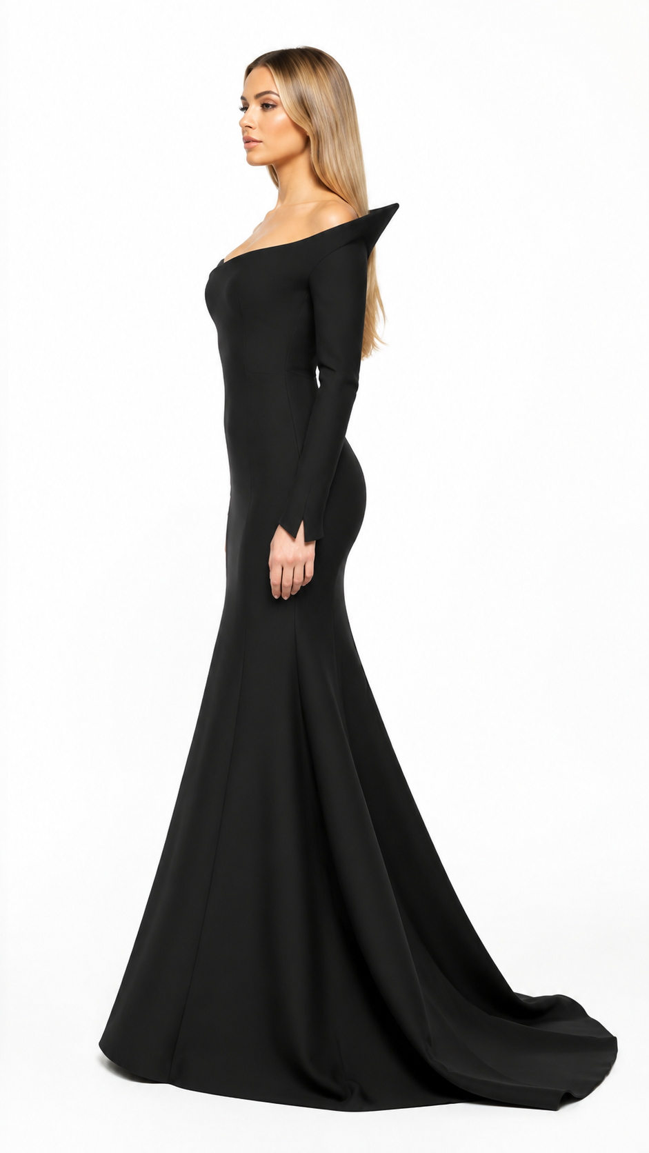 Royal Purple Sculpted Off-Shoulder Evening Gown – VELISSA