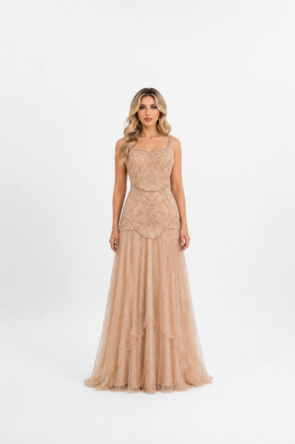 Crystal Beaded Corset A-Line Maxi Dress – CHAMPARA