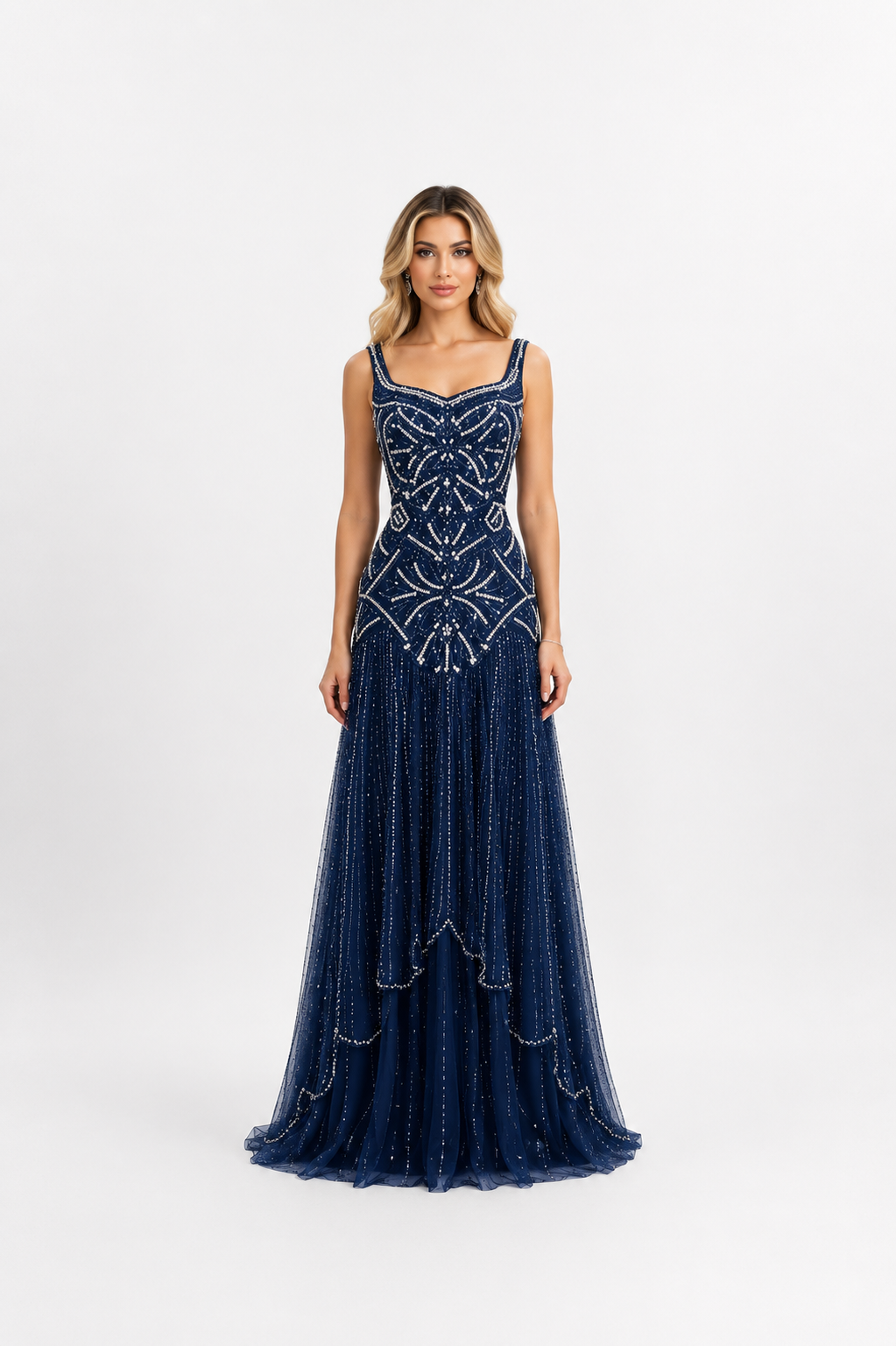 Crystal Beaded Corset A-Line Maxi Dress – CHAMPARA
