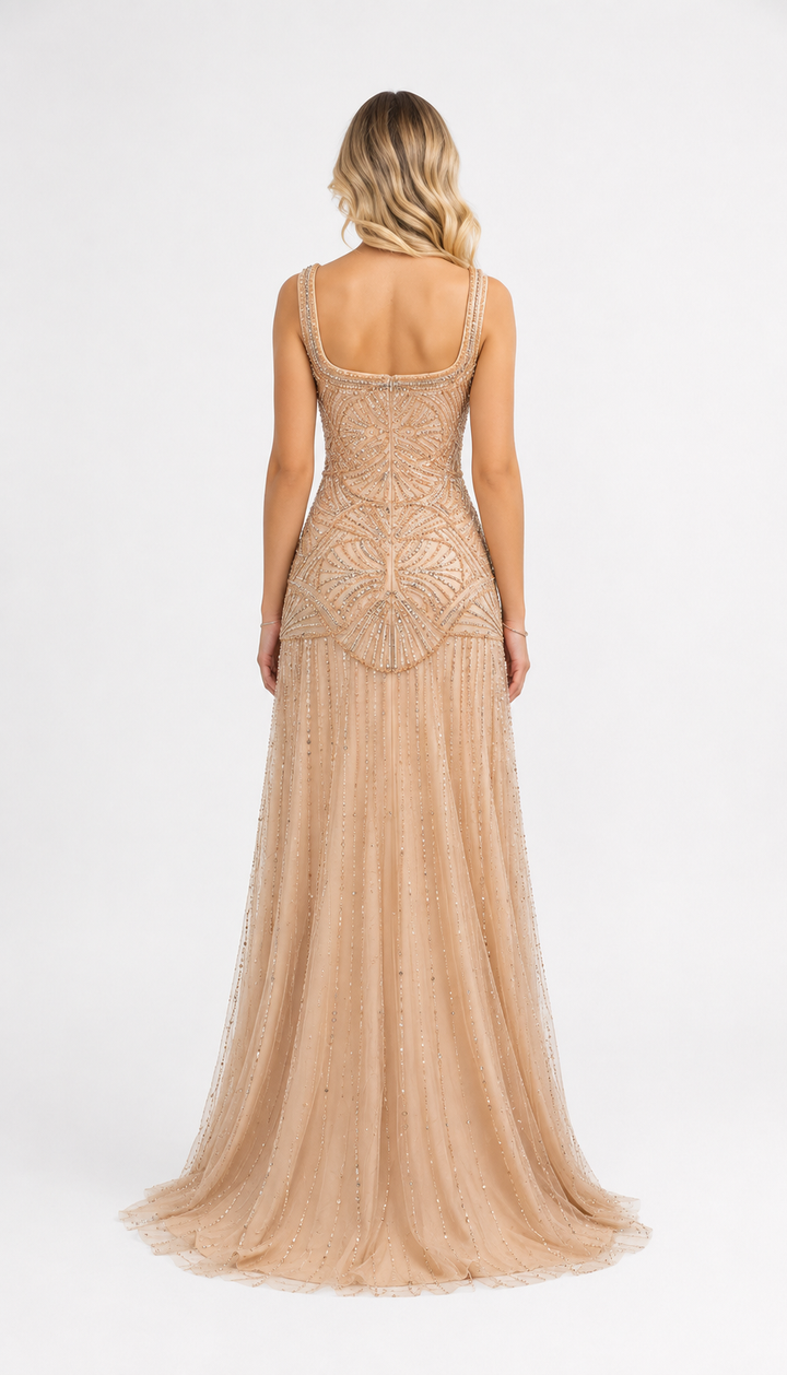 Crystal Beaded Corset A-Line Maxi Dress – CHAMPARA