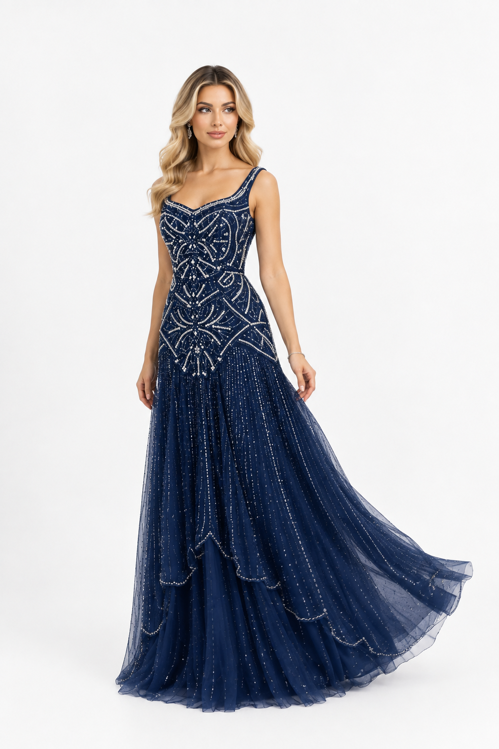 Crystal Beaded Corset A-Line Maxi Dress – CHAMPARA