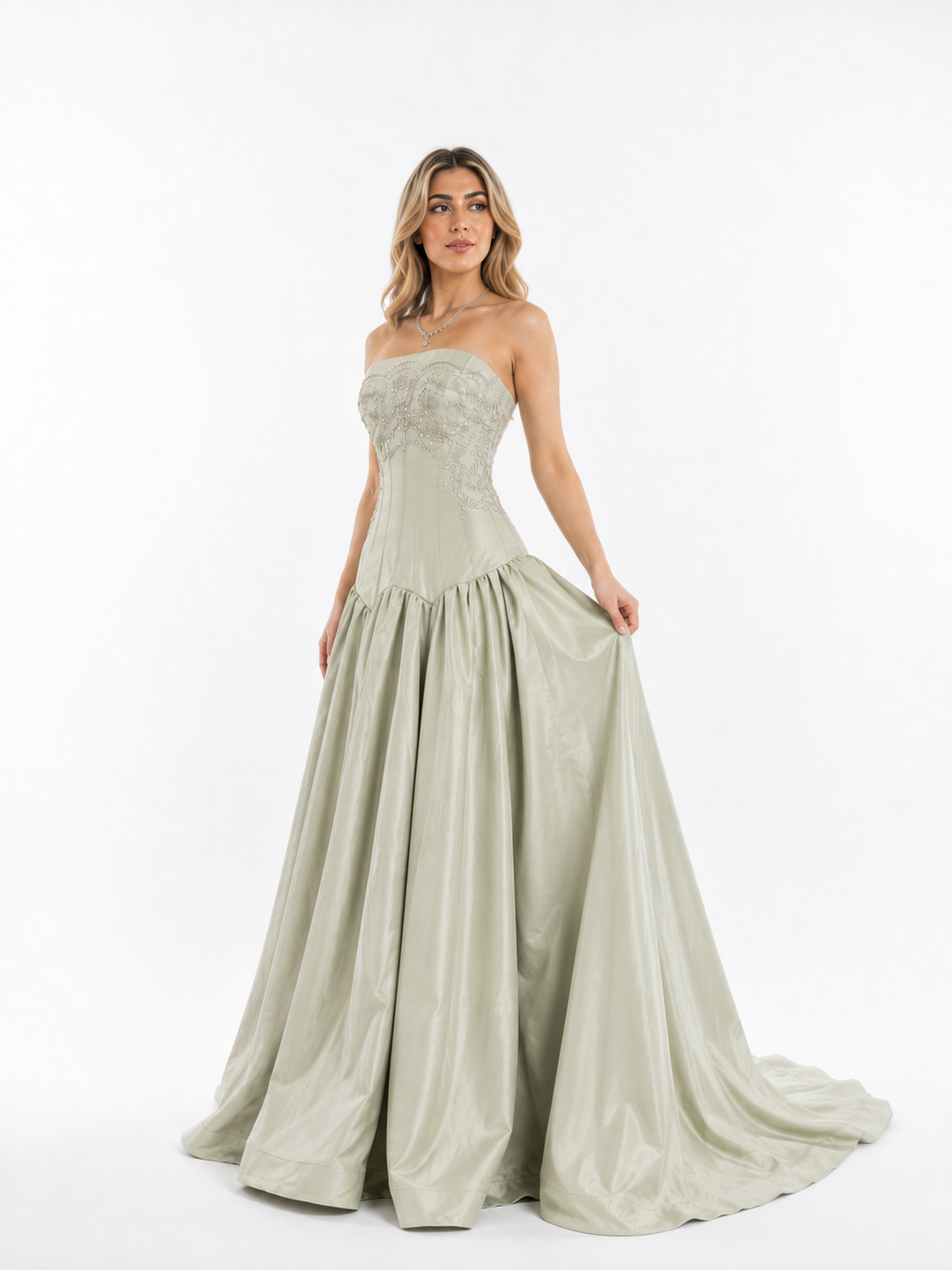 Crystal Embellished Corset Ball Gown – IVELORA