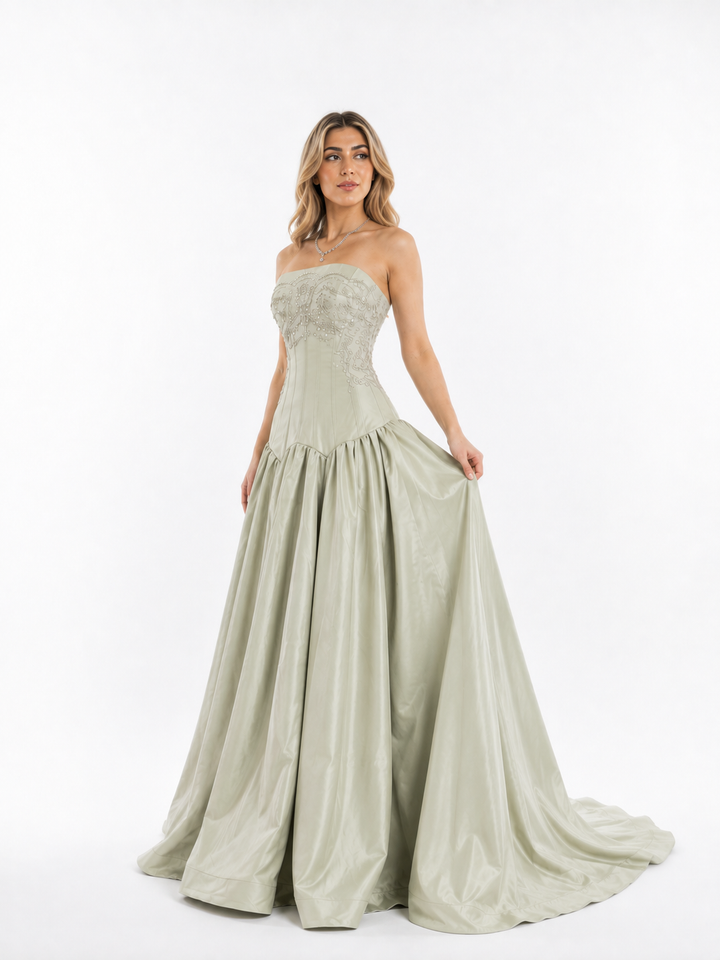 Crystal Embellished Corset Ball Gown – IVELORA