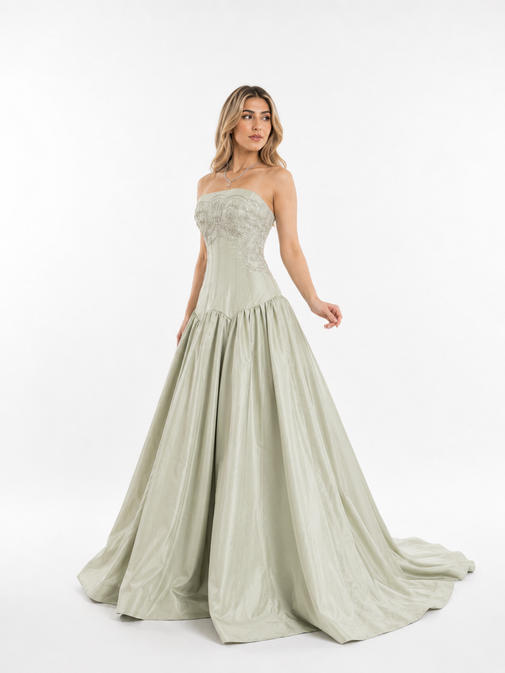 Crystal Embellished Corset Ball Gown – IVELORA