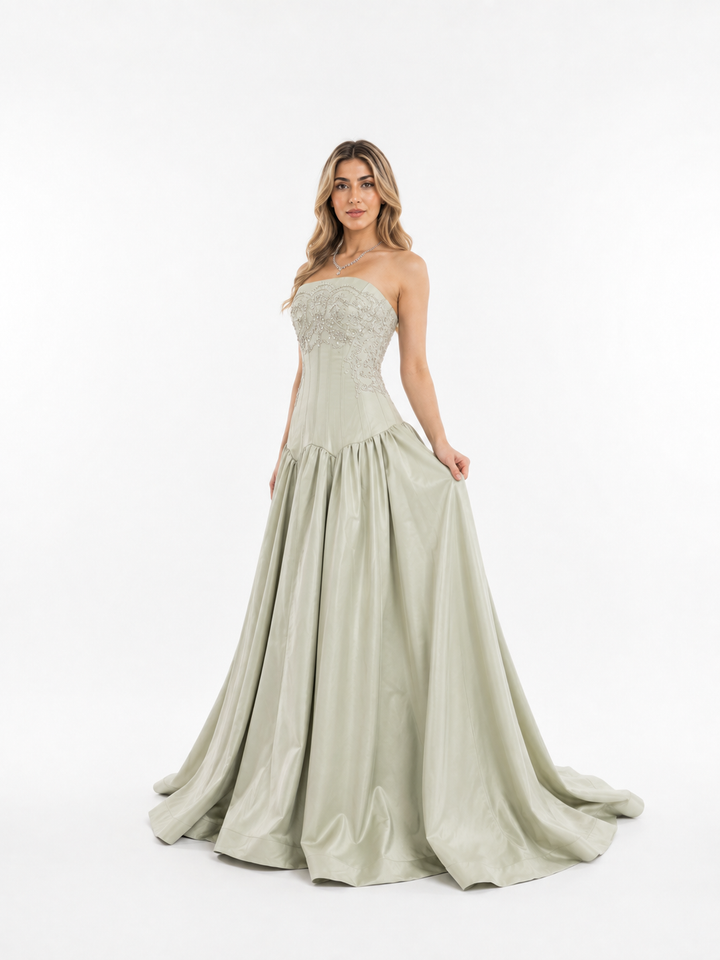 Crystal Embellished Corset Ball Gown – IVELORA