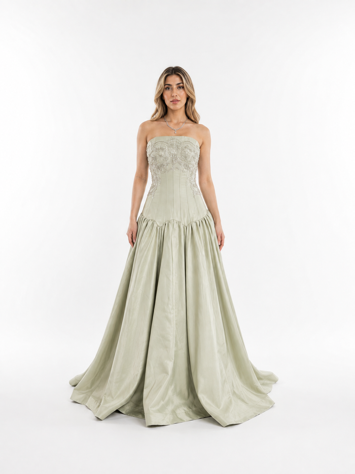 Crystal Embellished Corset Ball Gown – IVELORA