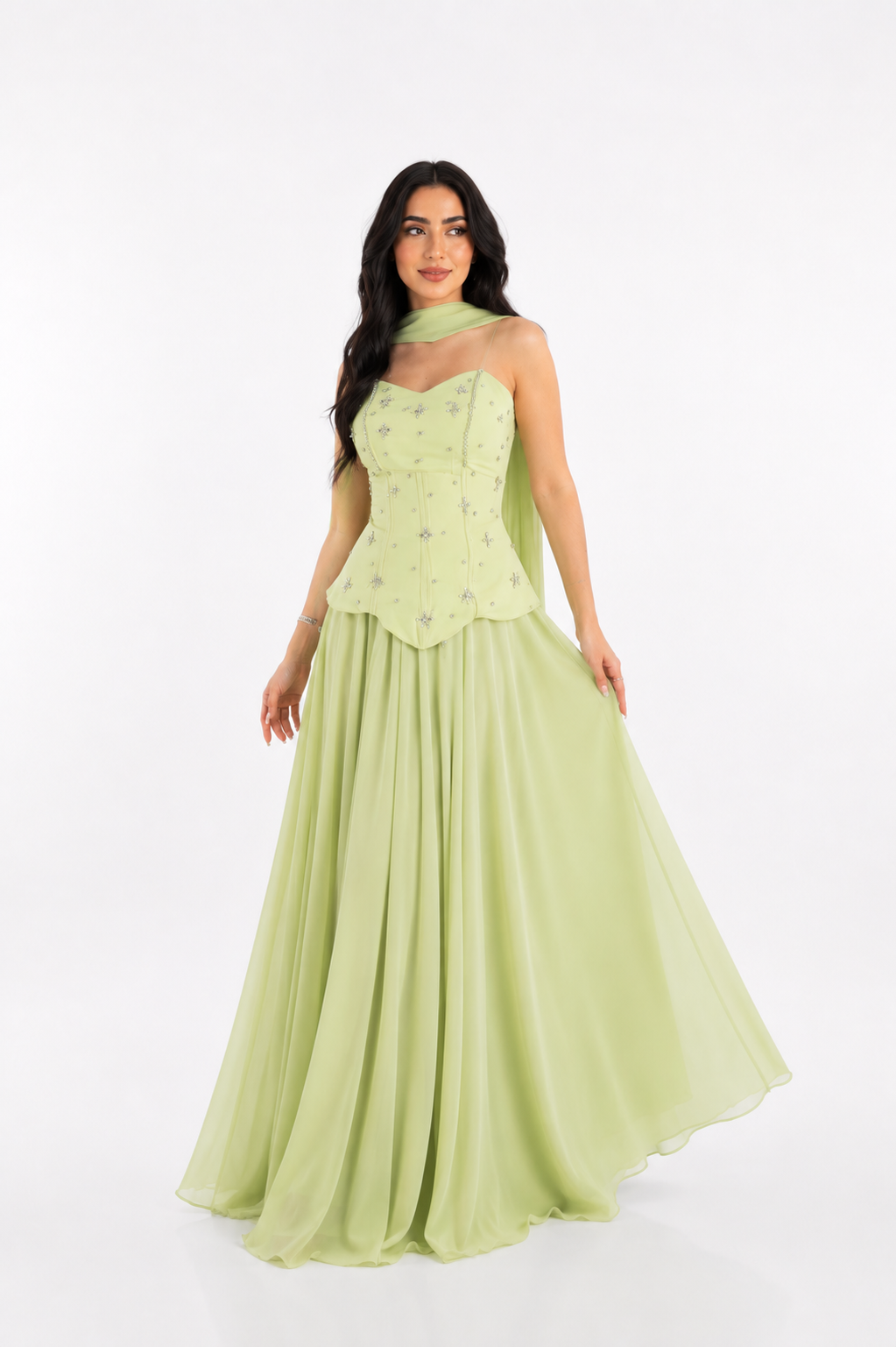 Crystal Corset Scarf Maxi Dress – PISTELLA