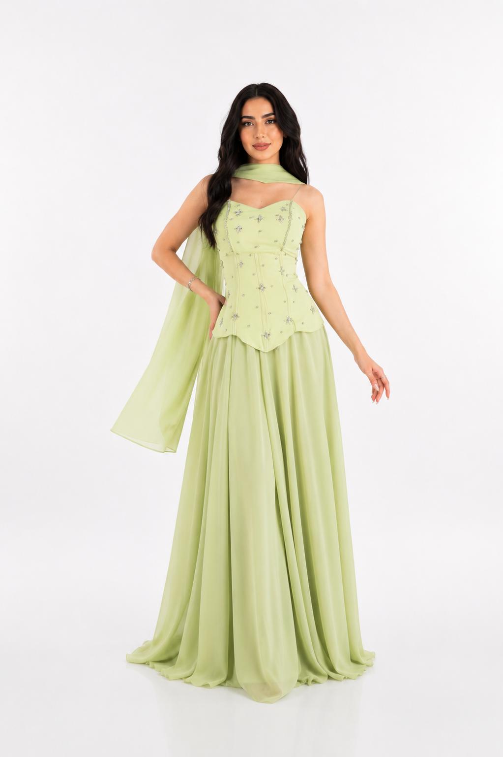 Crystal Corset Scarf Maxi Dress – PISTELLA