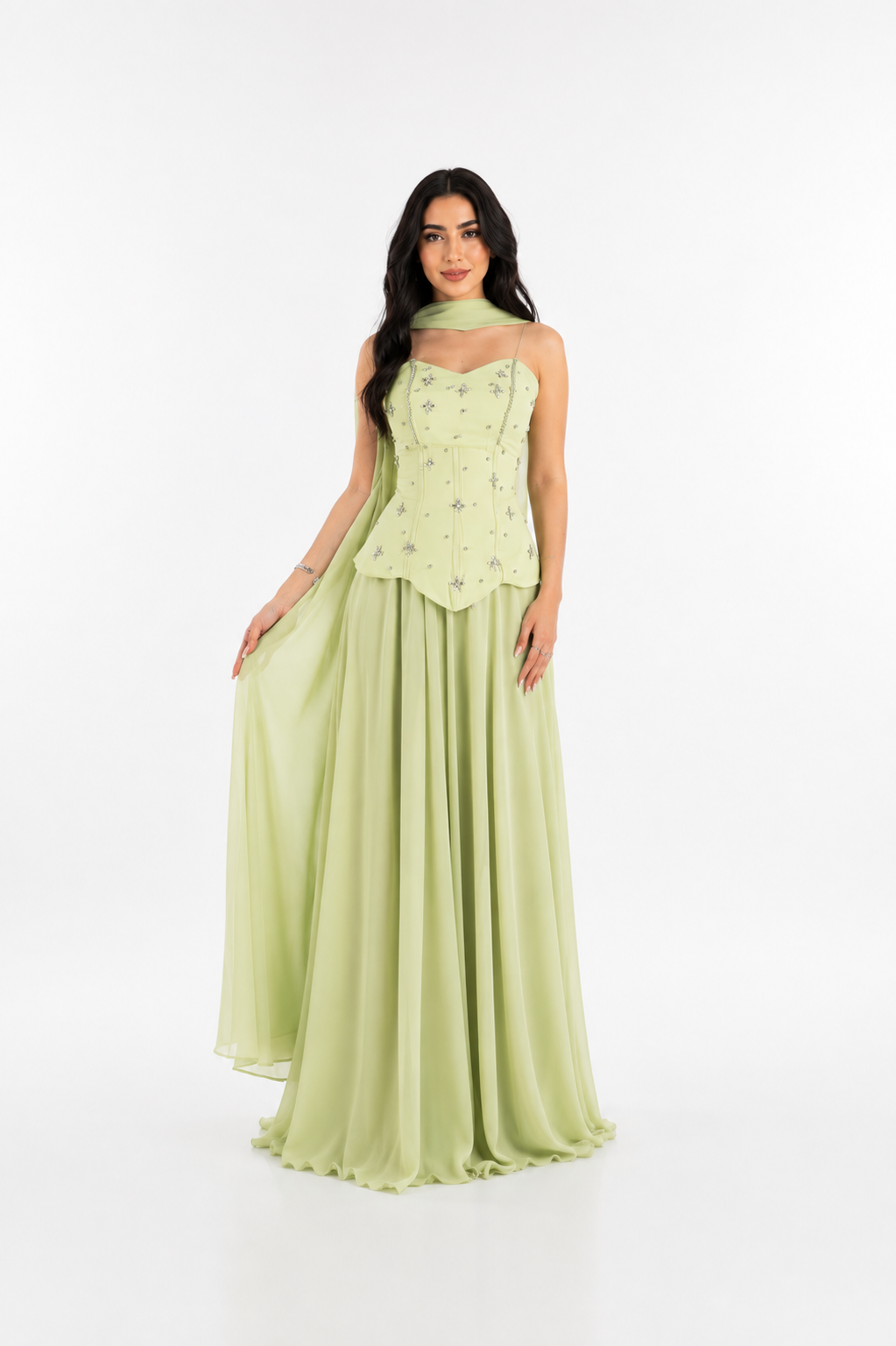 Crystal Corset Scarf Maxi Dress – PISTELLA