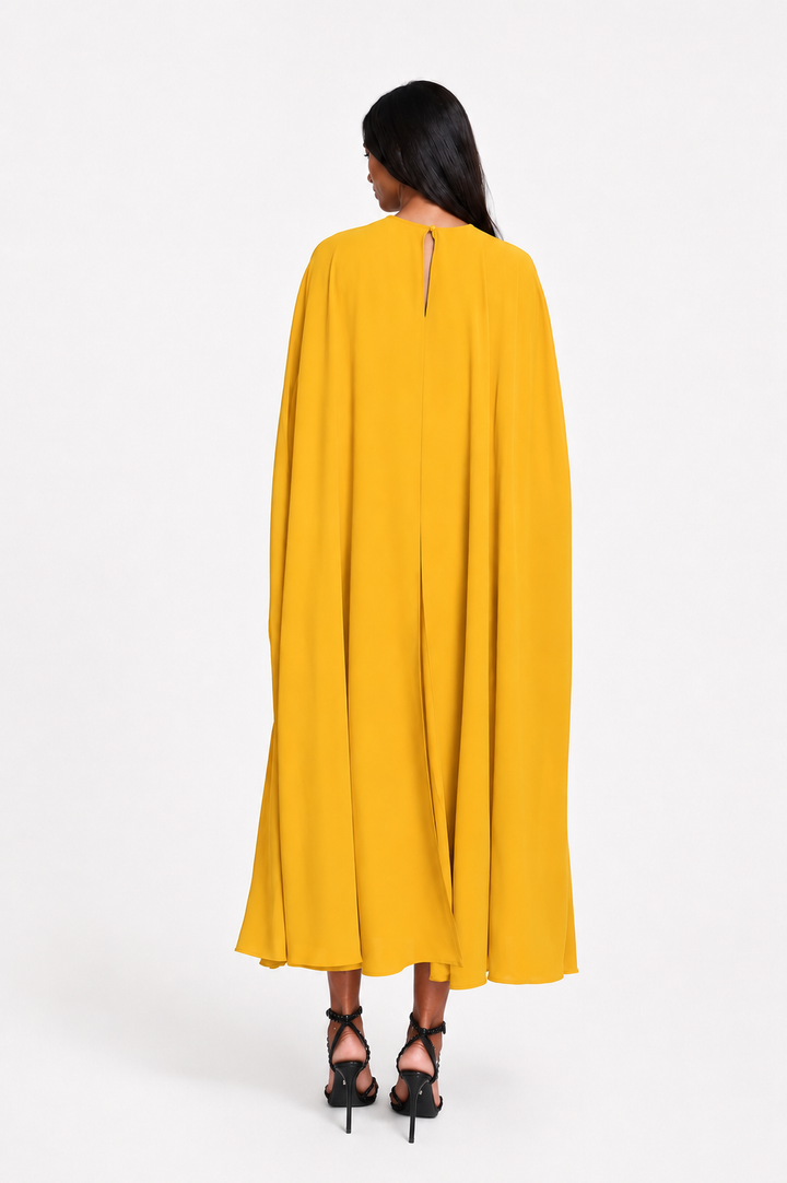 Draped Cape Midi Dress – SOLARA