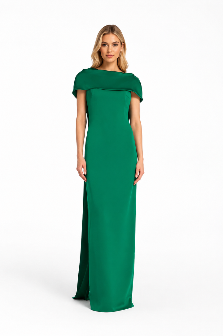 Draped Cape Column Maxi Dress – EMERELLA