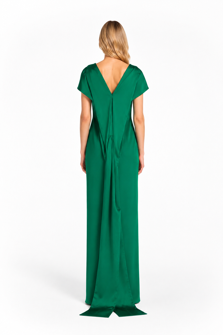 Draped Cape Column Maxi Dress – EMERELLA