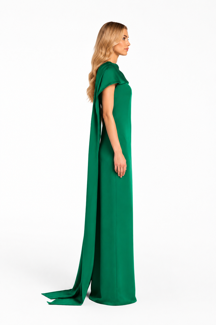 Draped Cape Column Maxi Dress – EMERELLA