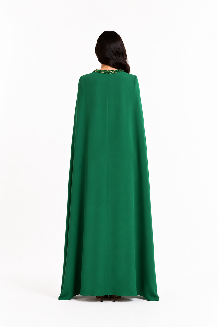 Embellished Cape Sleeve Maxi Dress – EMERALIS