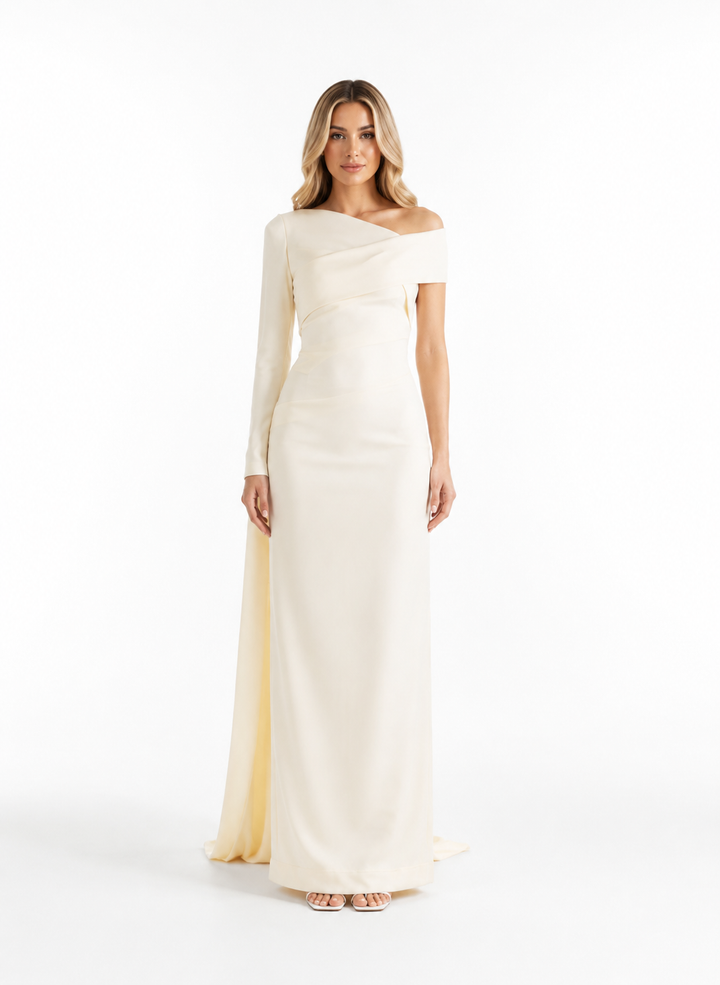 Off-Shoulder Draped Maxi Dress – IVELINA