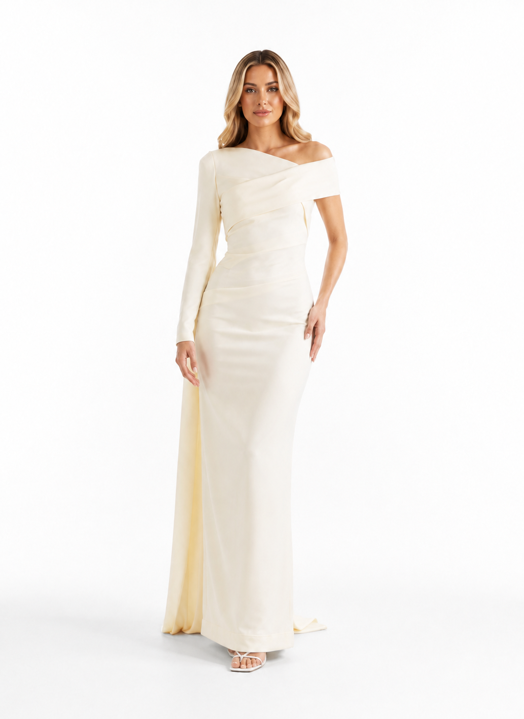 Off-Shoulder Draped Maxi Dress – IVELINA