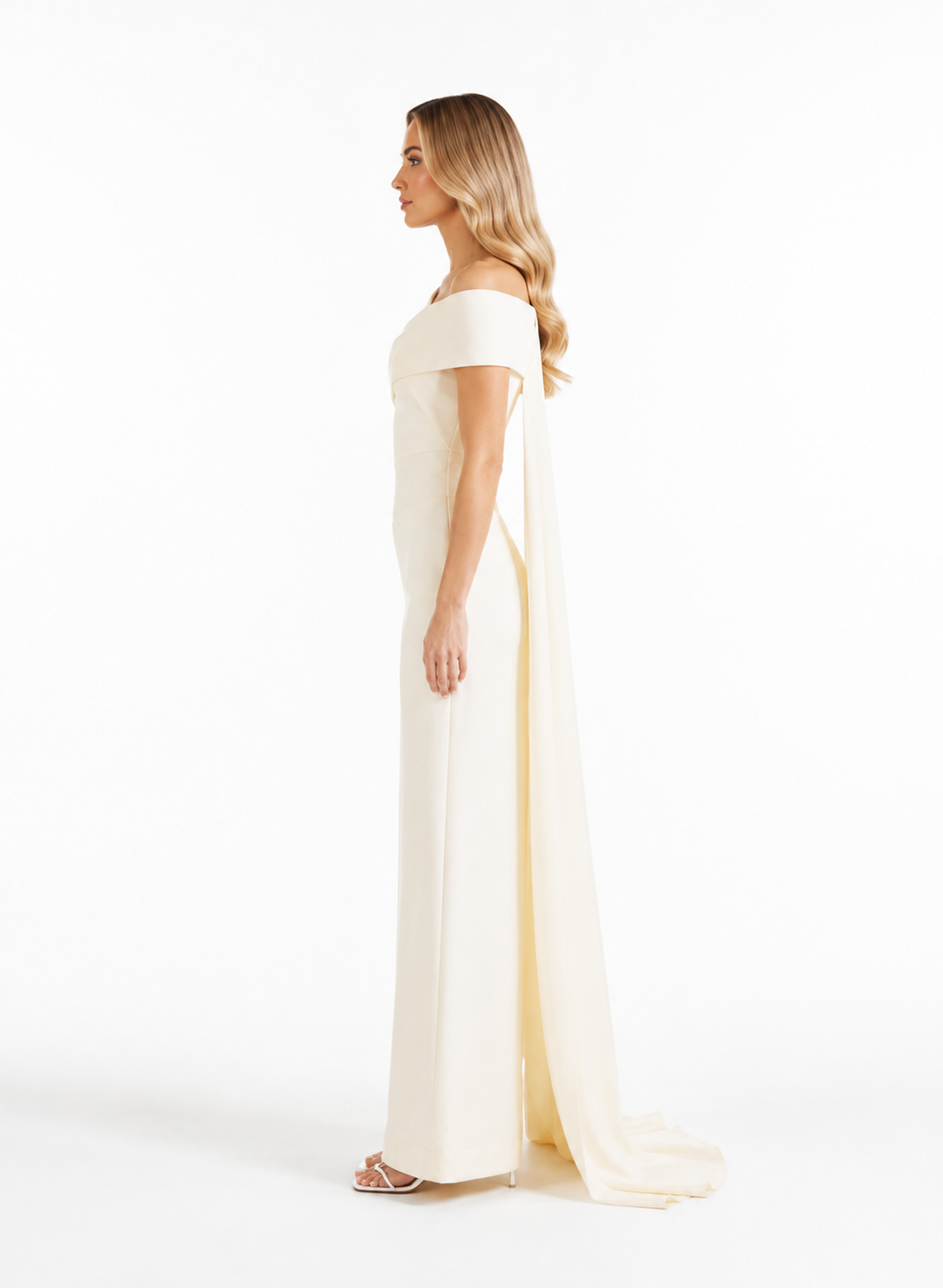 Off-Shoulder Draped Maxi Dress – IVELINA