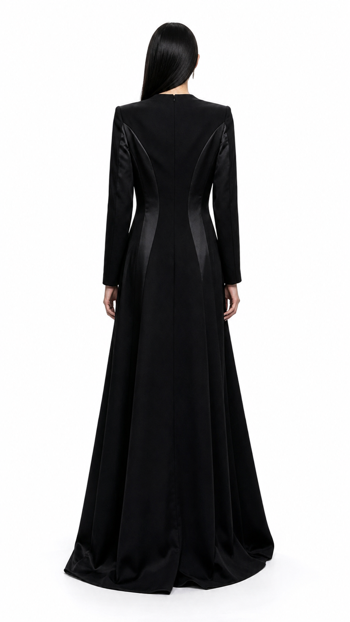 Black Crystal Trim V-Neck Mermaid Evening Dress – VIRE