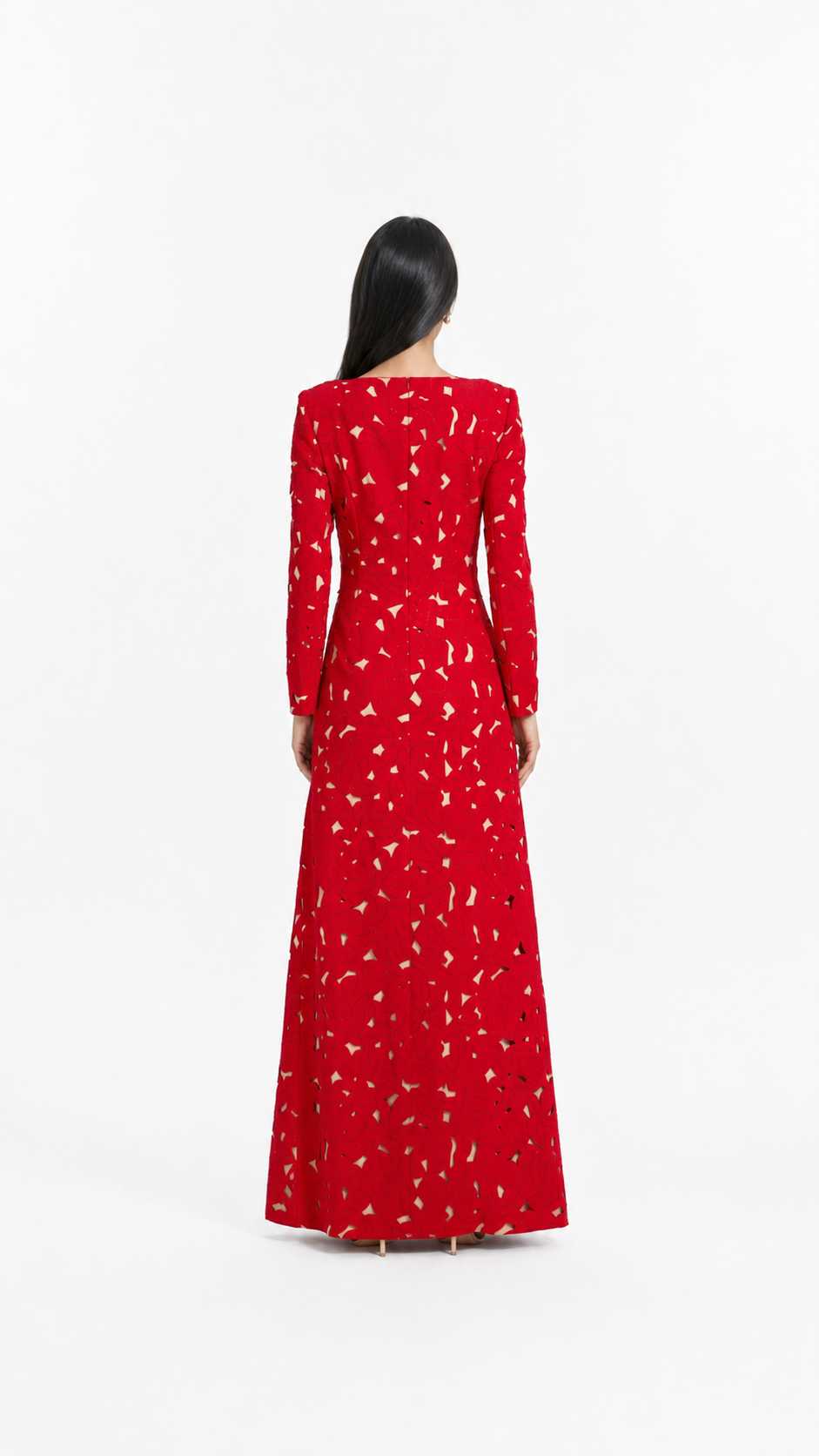 Red Floral Cutout Maxi Evening Dress – BERLA