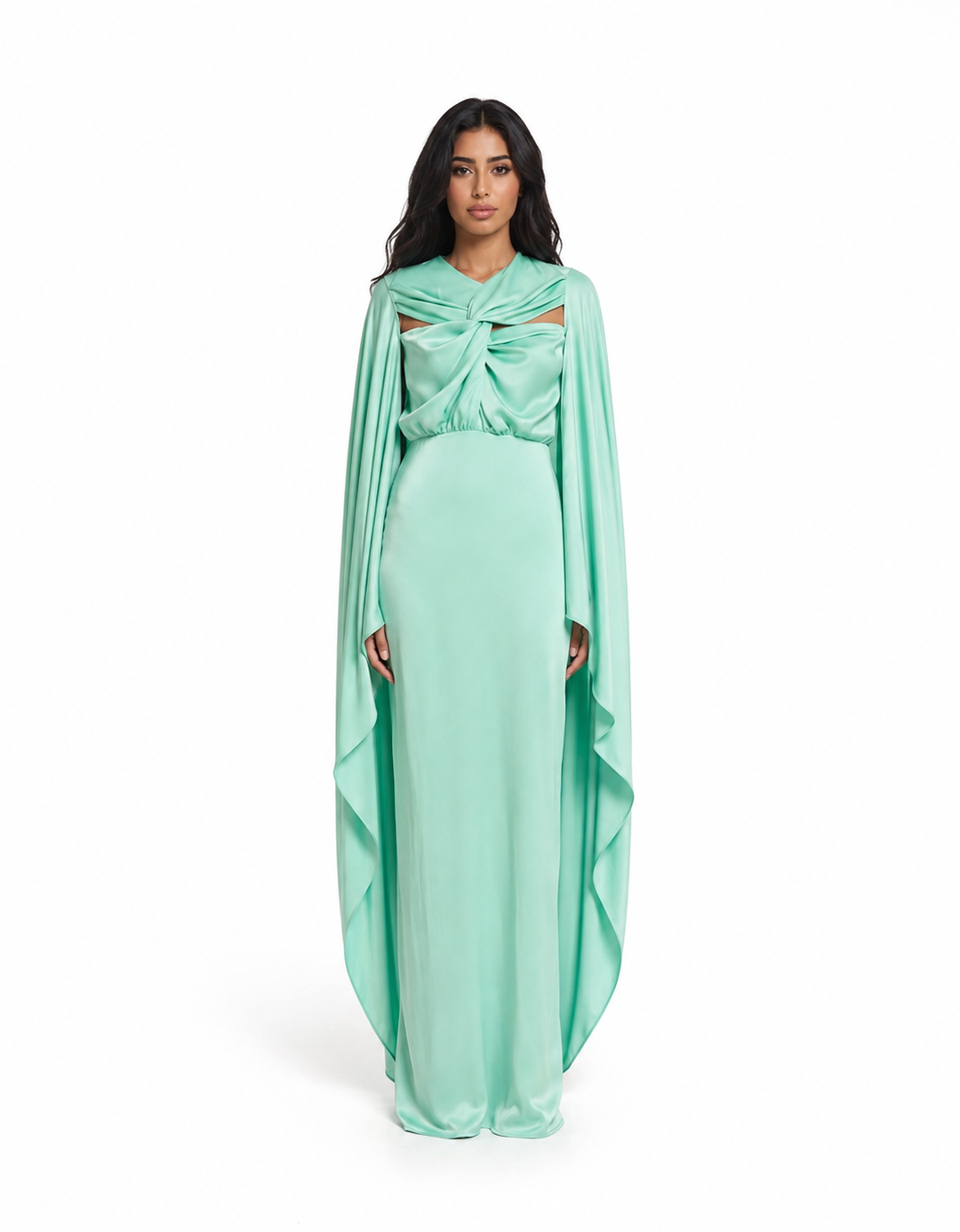 Satin Cape Knot Maxi Dress – TEALORA