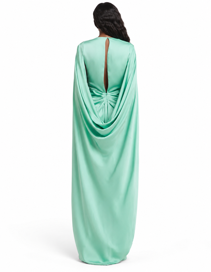 Satin Cape Knot Maxi Dress – TEALORA