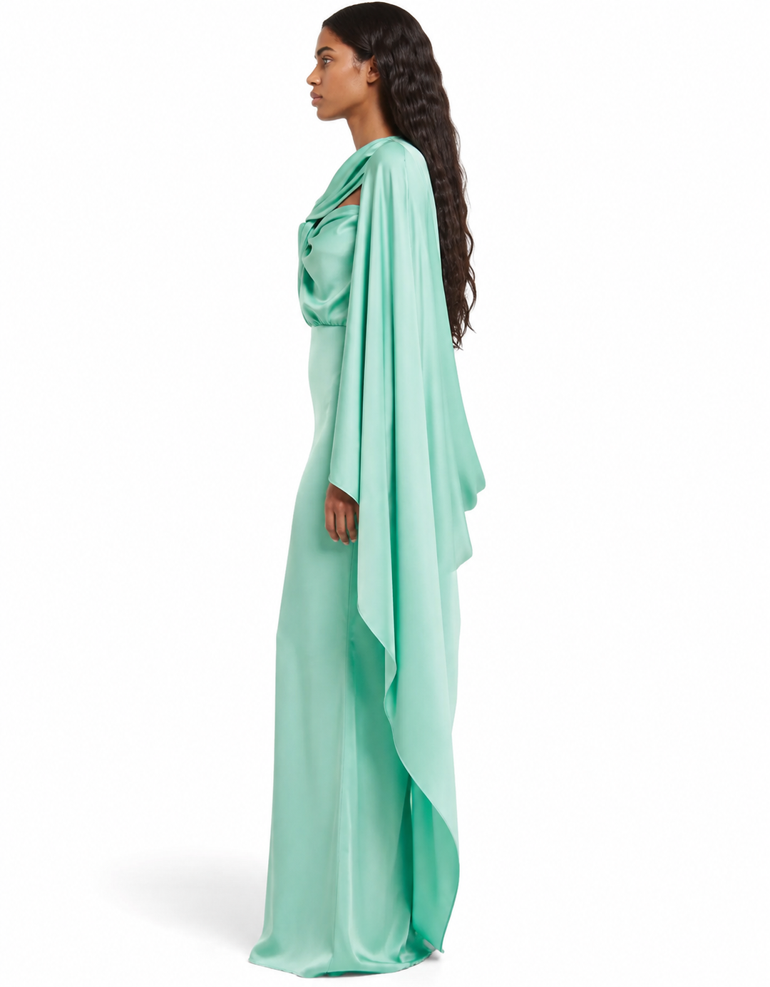 Satin Cape Knot Maxi Dress – TEALORA
